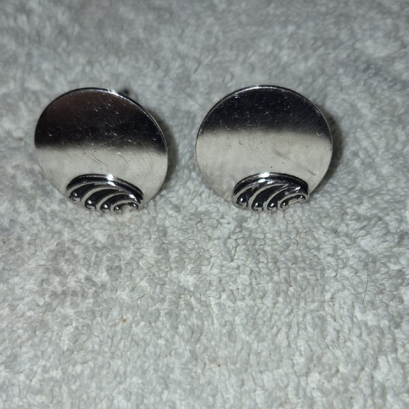 The Unbranded Brand Other - Silver Art Deco Round Cufflinks